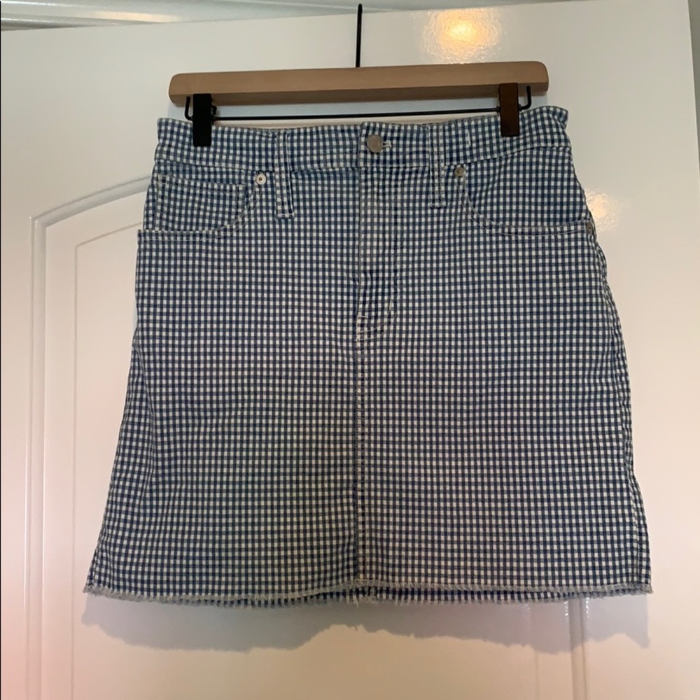 Madewell Light Blue Gingham Skirt